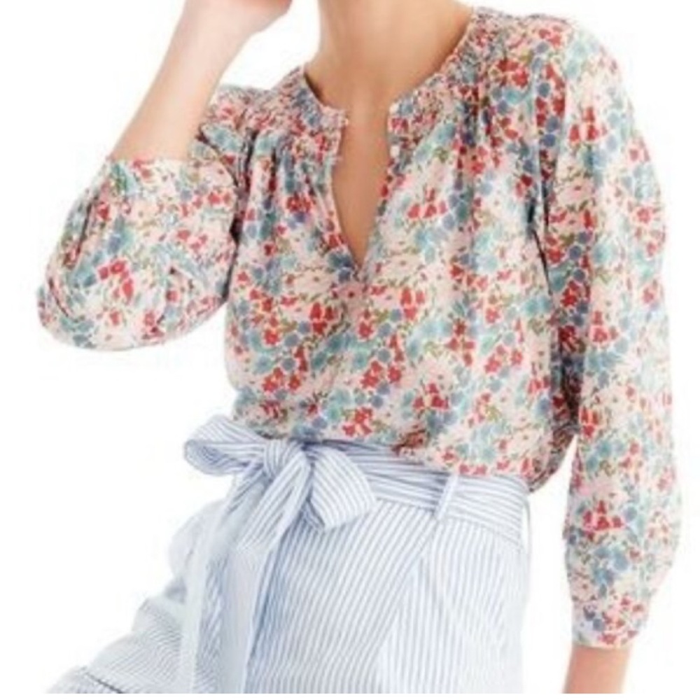 J Crew Women’s Liberty Campbell Poppy Floral Blouse 4 Cotton Tana Lawn Shirt Top